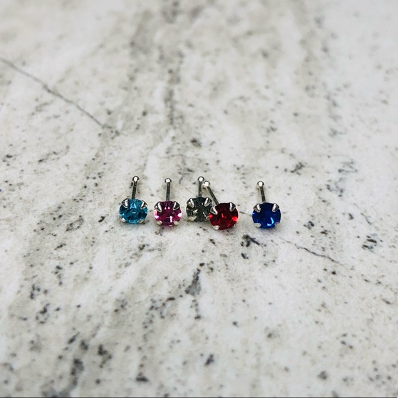 925 Sterling Silver Ball Nose Stud Set of 5 - Picture 5 of 15